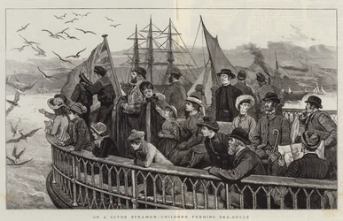 Op een Clyde Stoomboot, Kinderen voeren Meeuwen